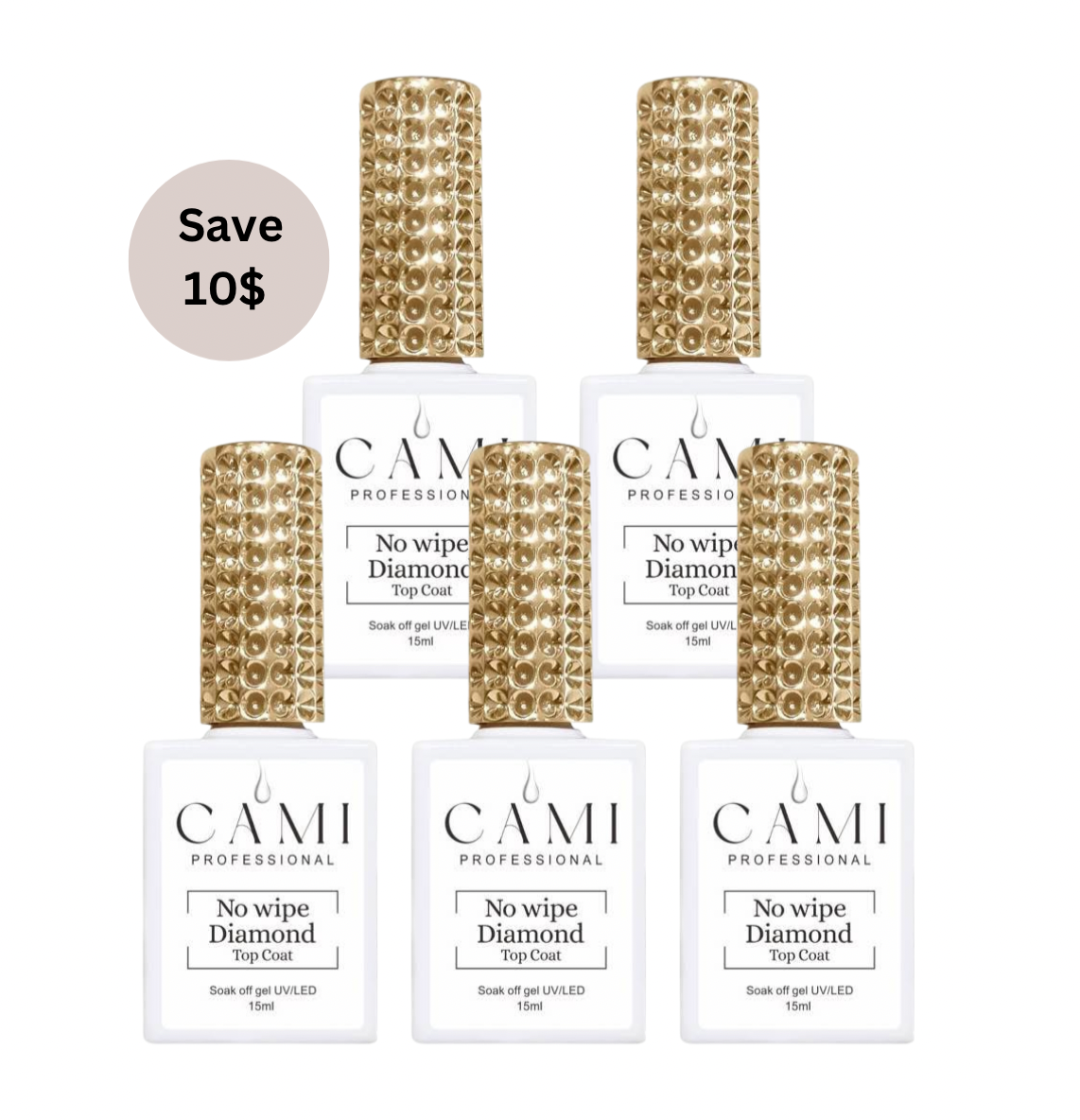 CAMI No Wipe Diamond Top Coat – Bundle of 5